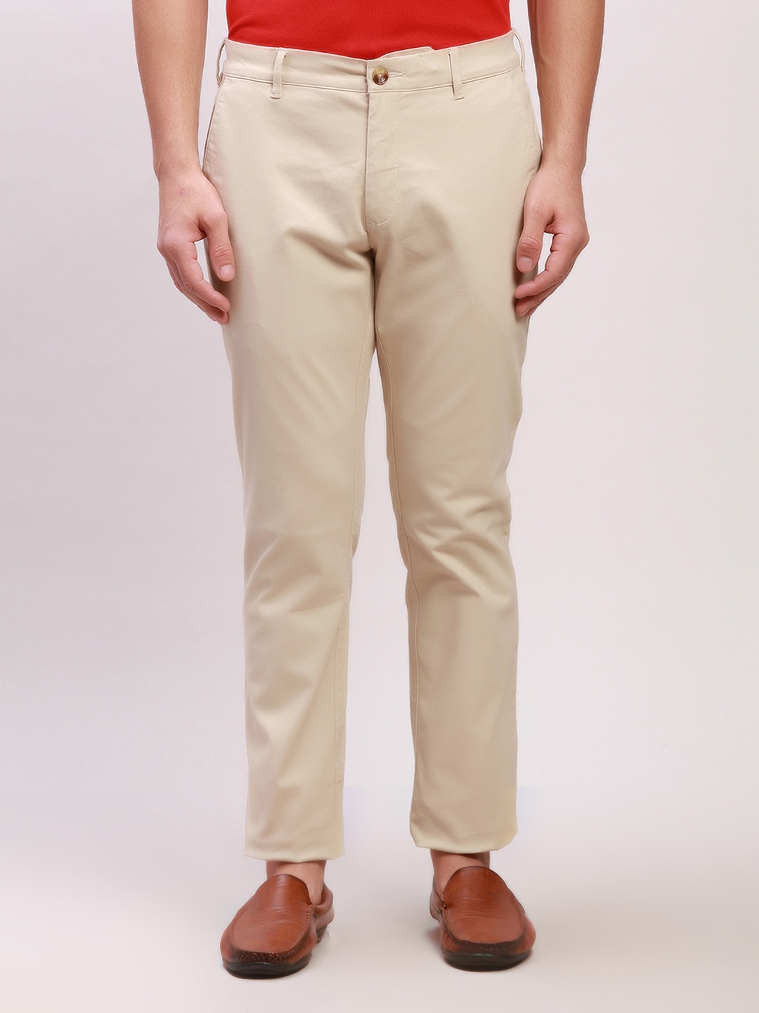 

ColorPlus Men Nuvo Skinny Fit Low-Rise Chinos Trousers, Beige