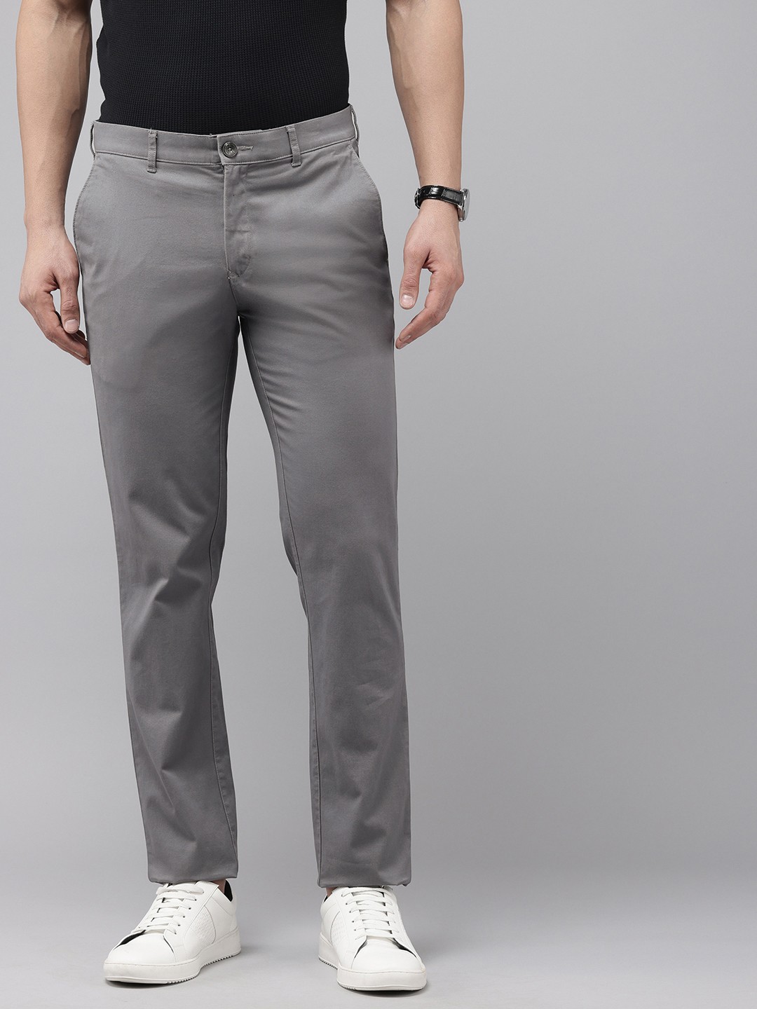 

ColorPlus Men Contemporary Fit Smart Casual Chinos Trousers, Grey