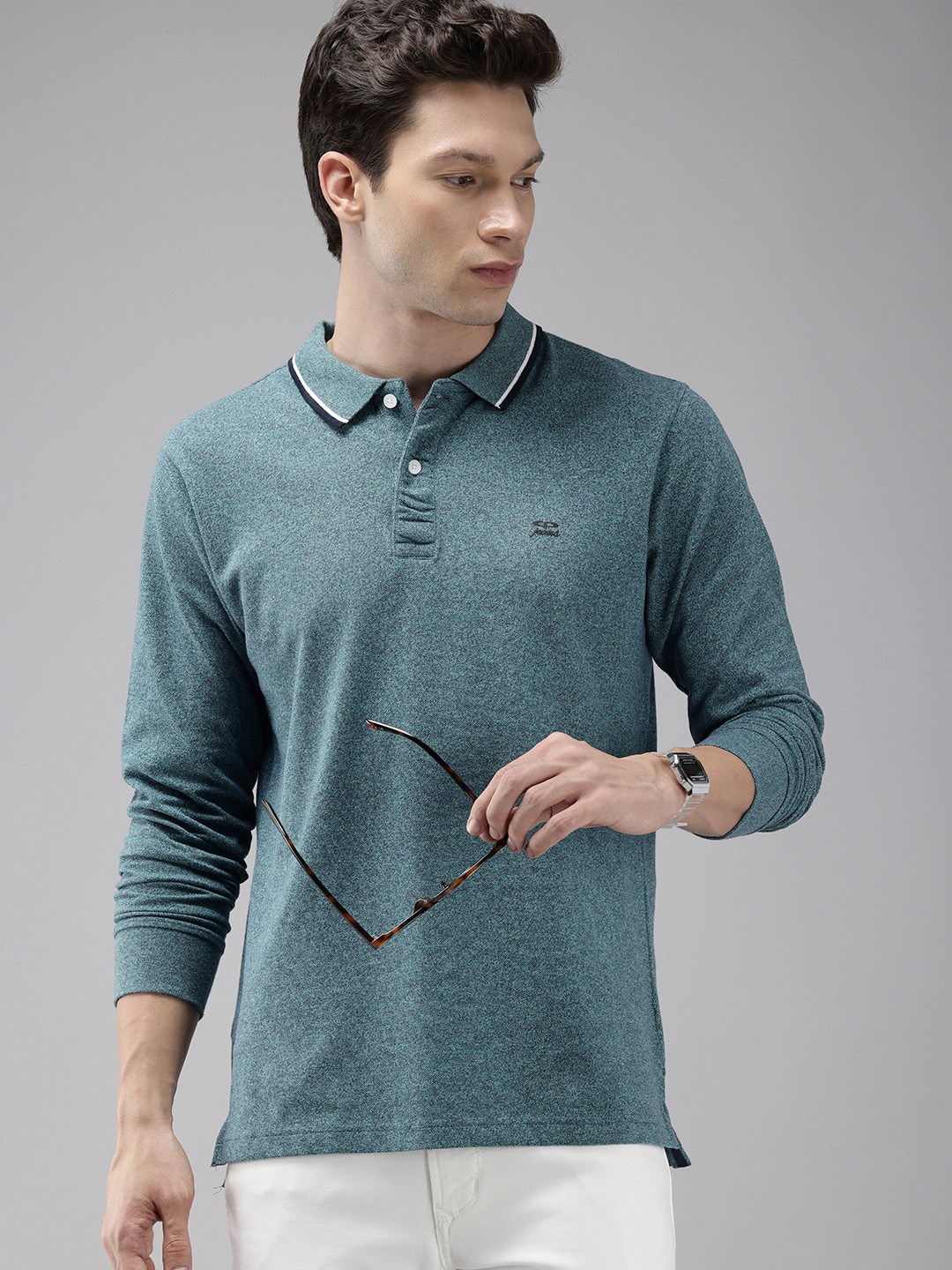

ColorPlus Solid Polo Collar Pure Cotton T-shirt, Blue