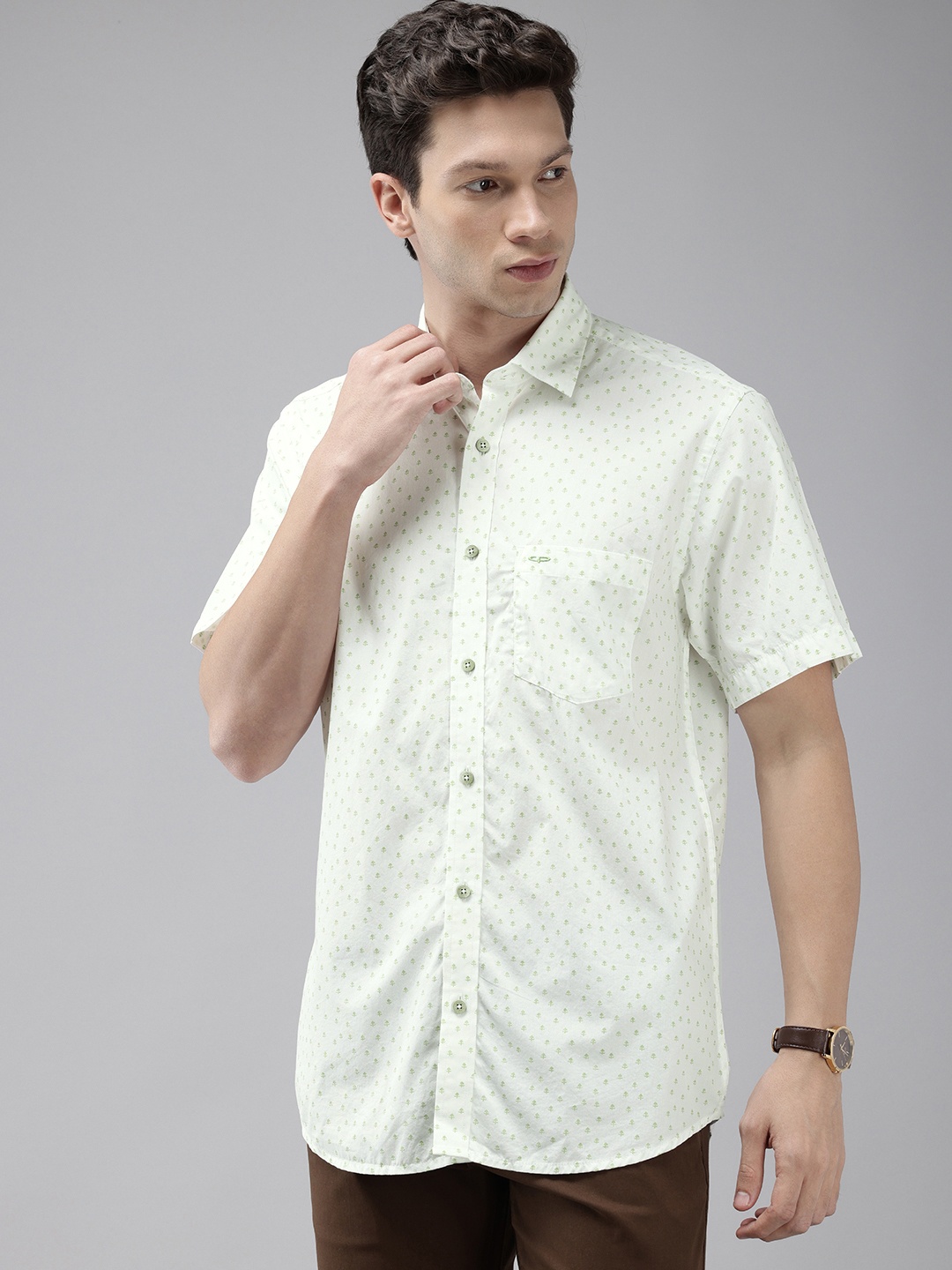 

ColorPlus Floral Printed Pure Cotton Casual Shirt, White