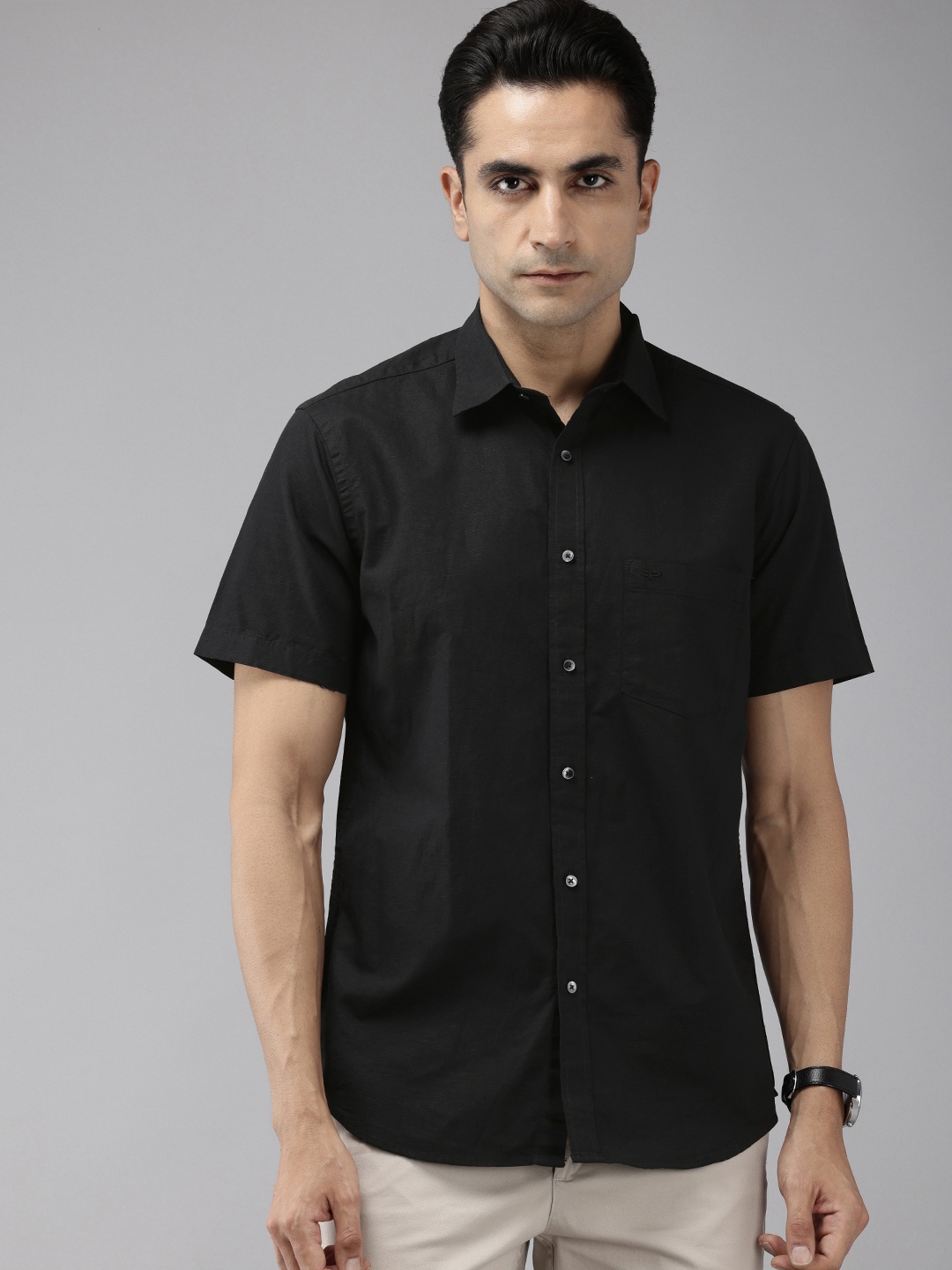 

ColorPlus Cotton Linen Casual Shirt, Black
