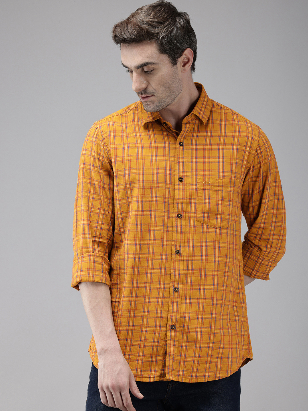 

ColorPlus Checked Casual Shirt, Mustard