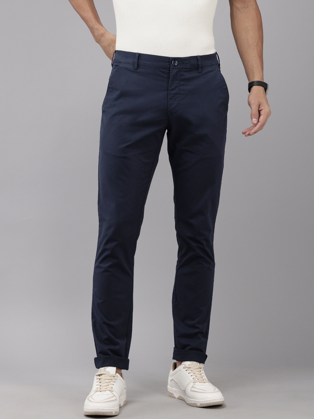 

ColorPlus Men Super Slim Fit Chinos Trousers, Navy blue