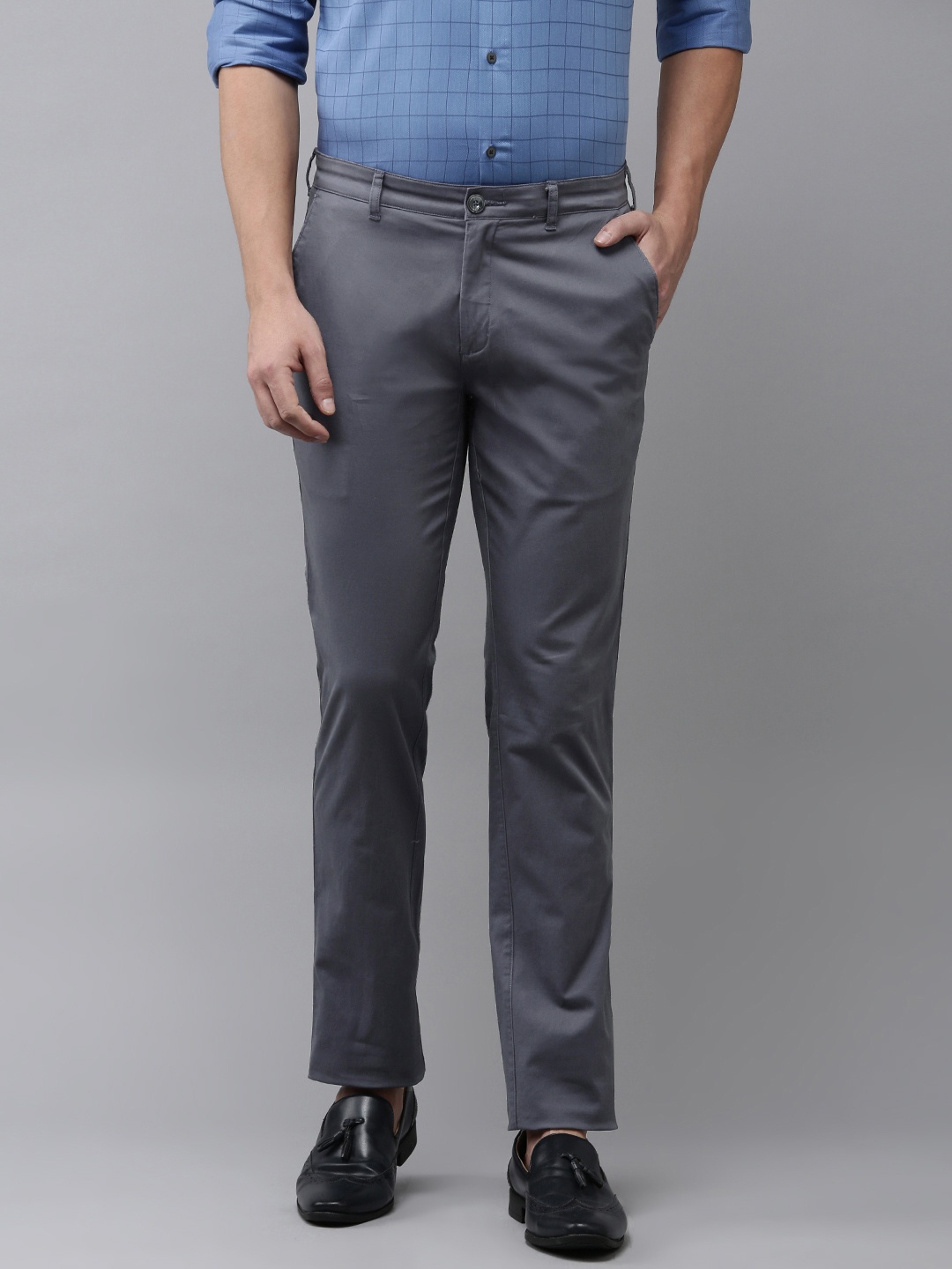 

ColorPlus Men Slim Fit Trousers, Grey
