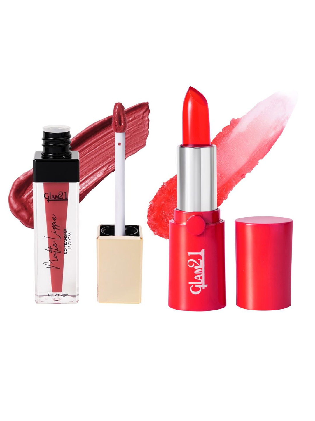 

GLAM21 Set of High Definition Gel Lipstick & Matte Lippie Lip Gloss, Nude