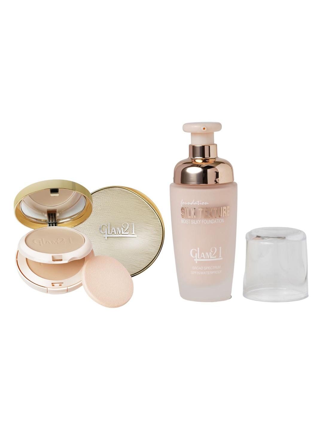 

GLAM21 Set of Silk Texture SPF35 Foundation 50g & Match Perfection Compact Powder 20g, Beige