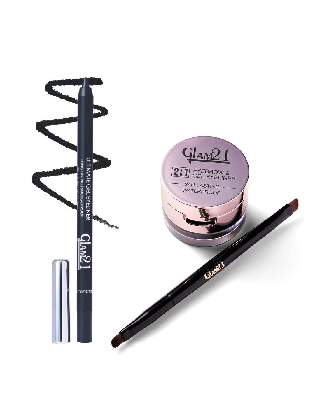 

GLAM21 Set of Eyeliner Kajal 1.5g & Eyebrow Gel Eyeliner 4g - Black