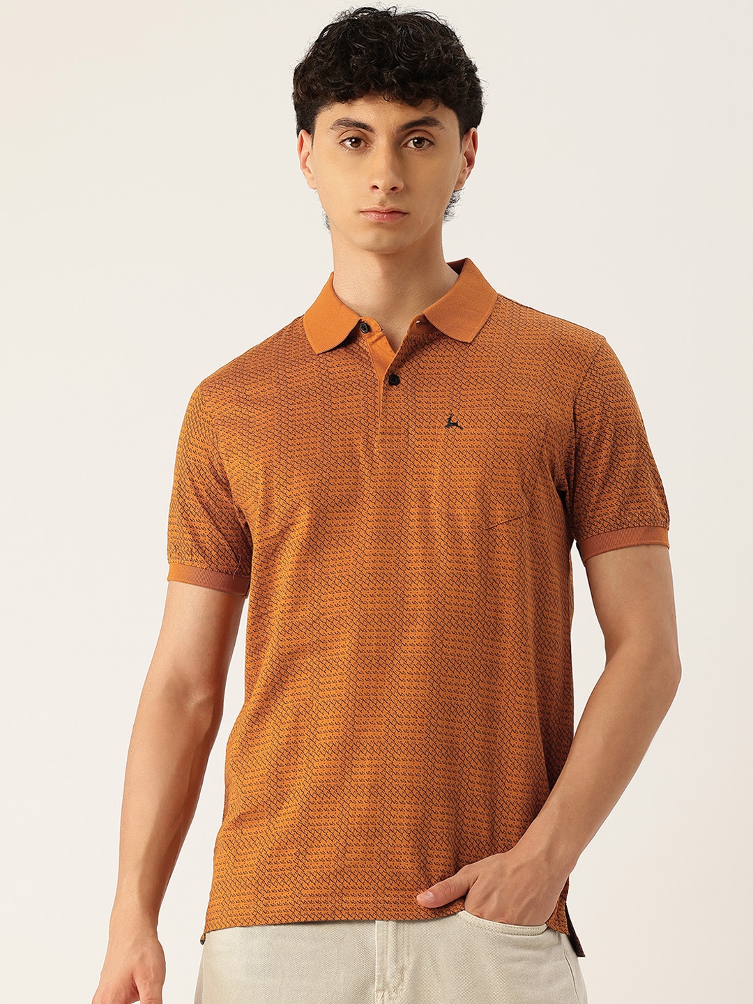 

Parx Pure Cotton Abstract Printed Polo Collar T-shirt, Mustard