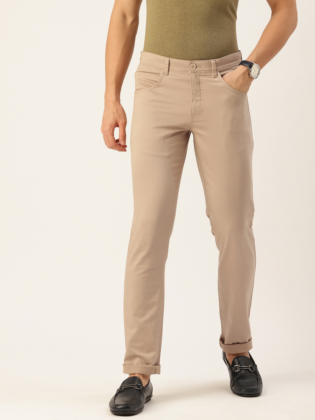 

Parx Men Tapered Fit Trousers, Beige