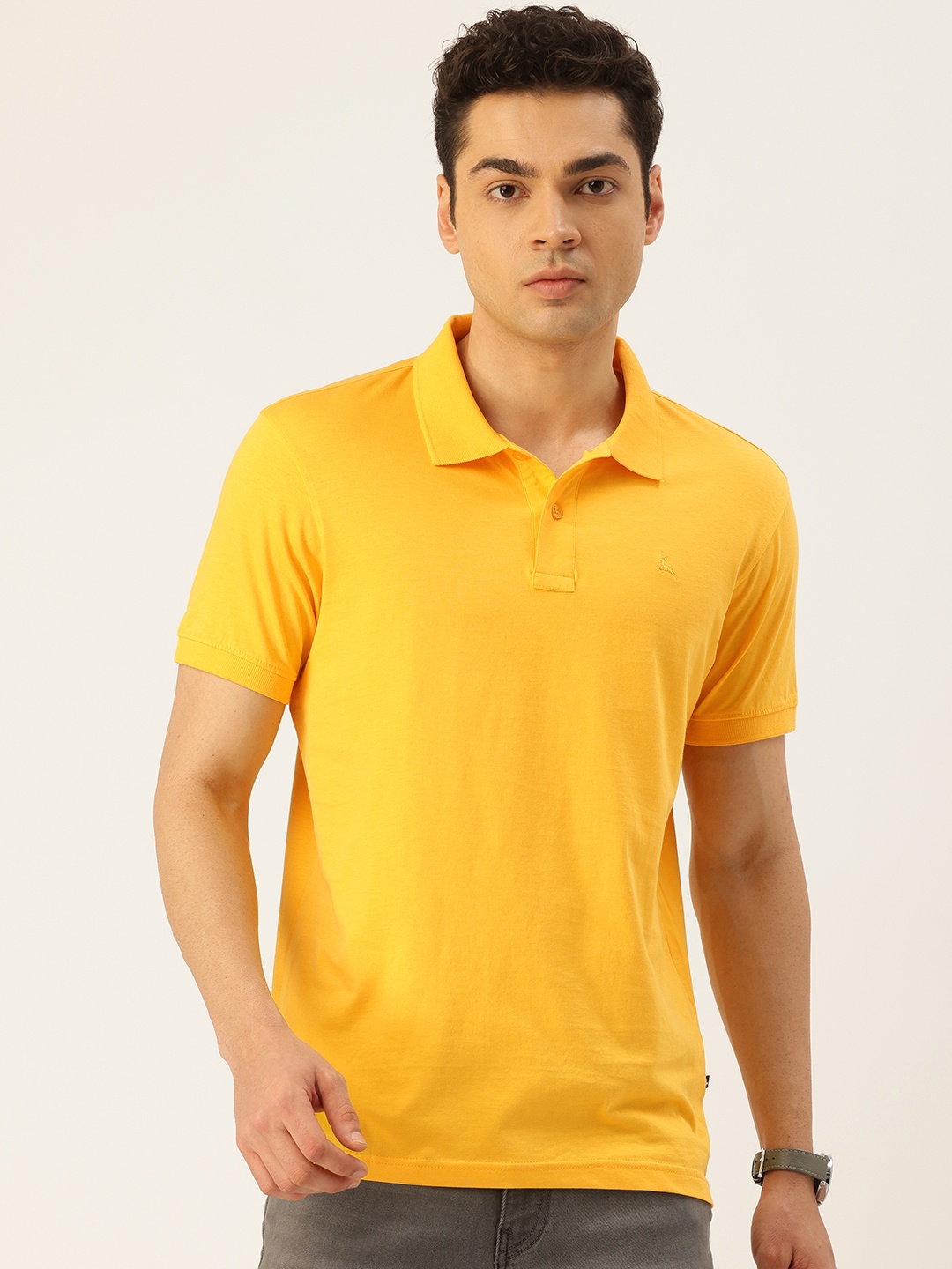 

Parx Pure Cotton Polo Collar Casual T-shirt, Yellow