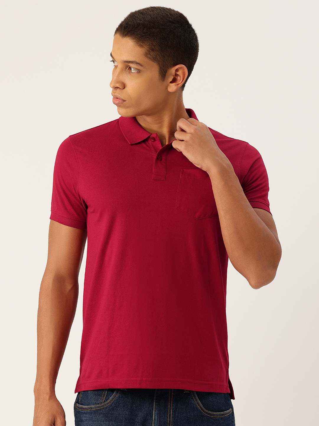 

Parx Regular Fit Polo Collar T-shirt, Maroon