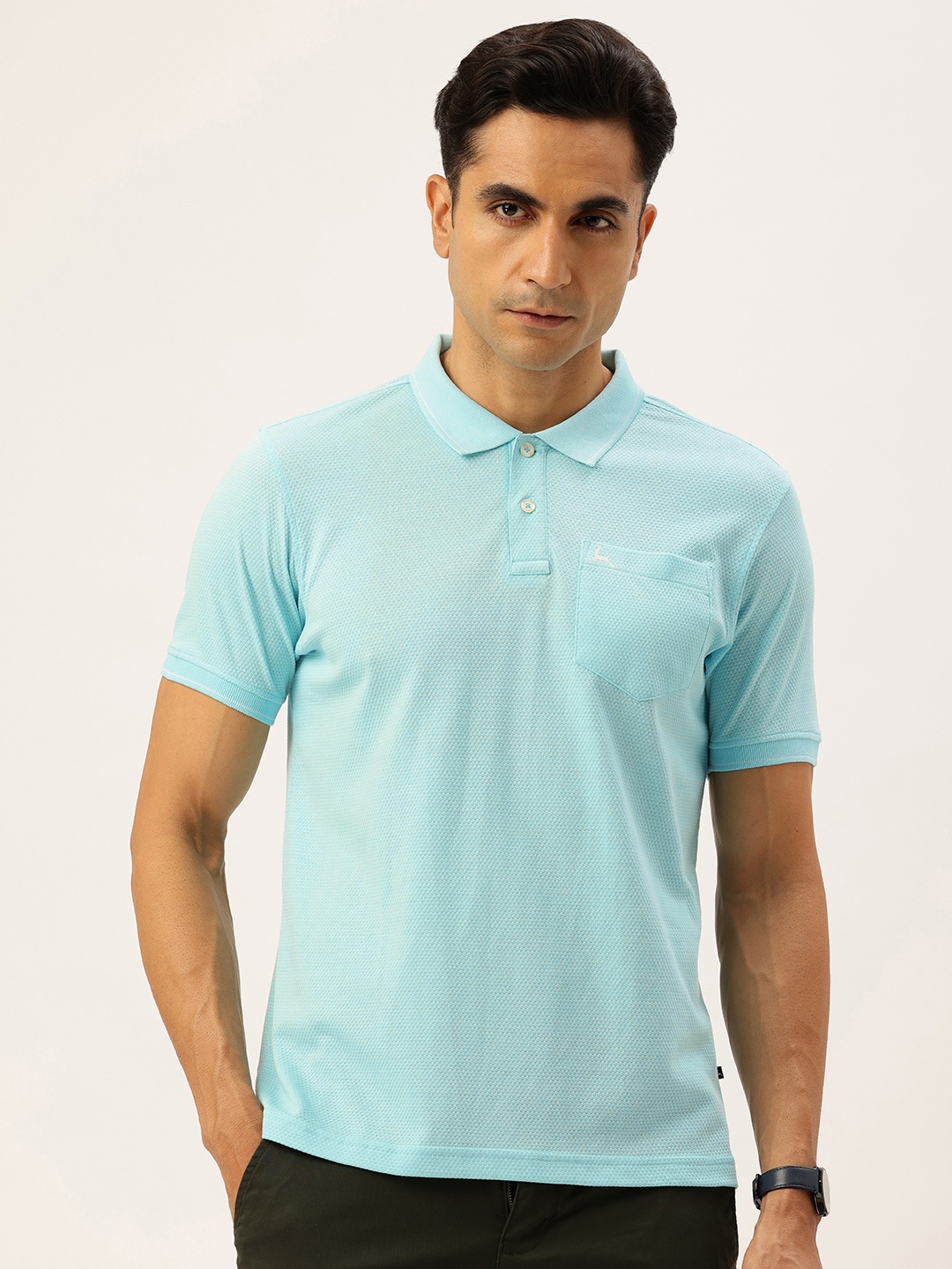 

Parx Self Design Polo Collar T-shirt, Blue