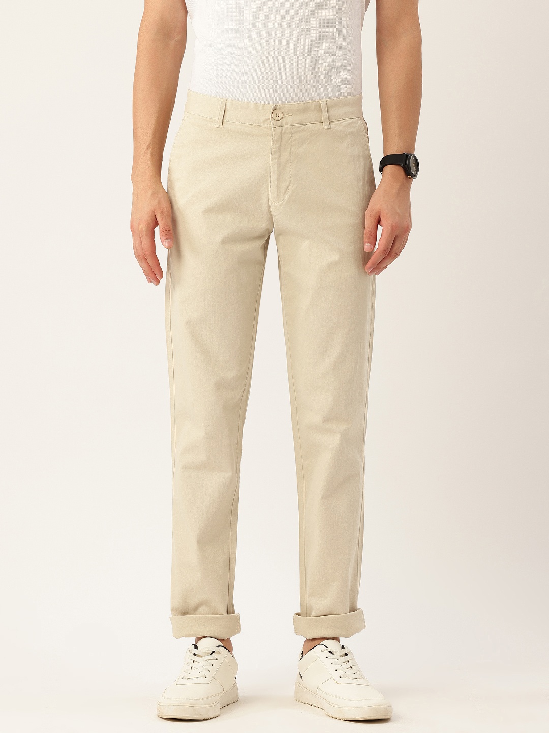 

Parx Men Low-Rise Tapered Fit Chinos, Beige