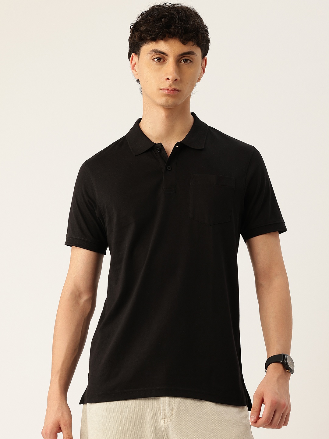 

Parx Regular Fit Polo Collar T-shirt, Black
