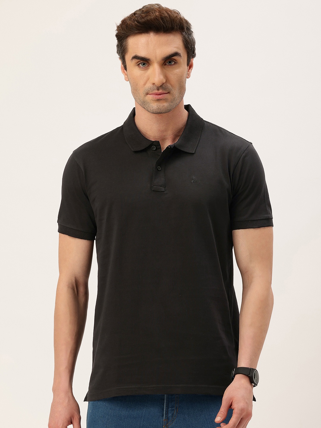 

Parx Polo Collar Pure Cotton T-shirt, Black