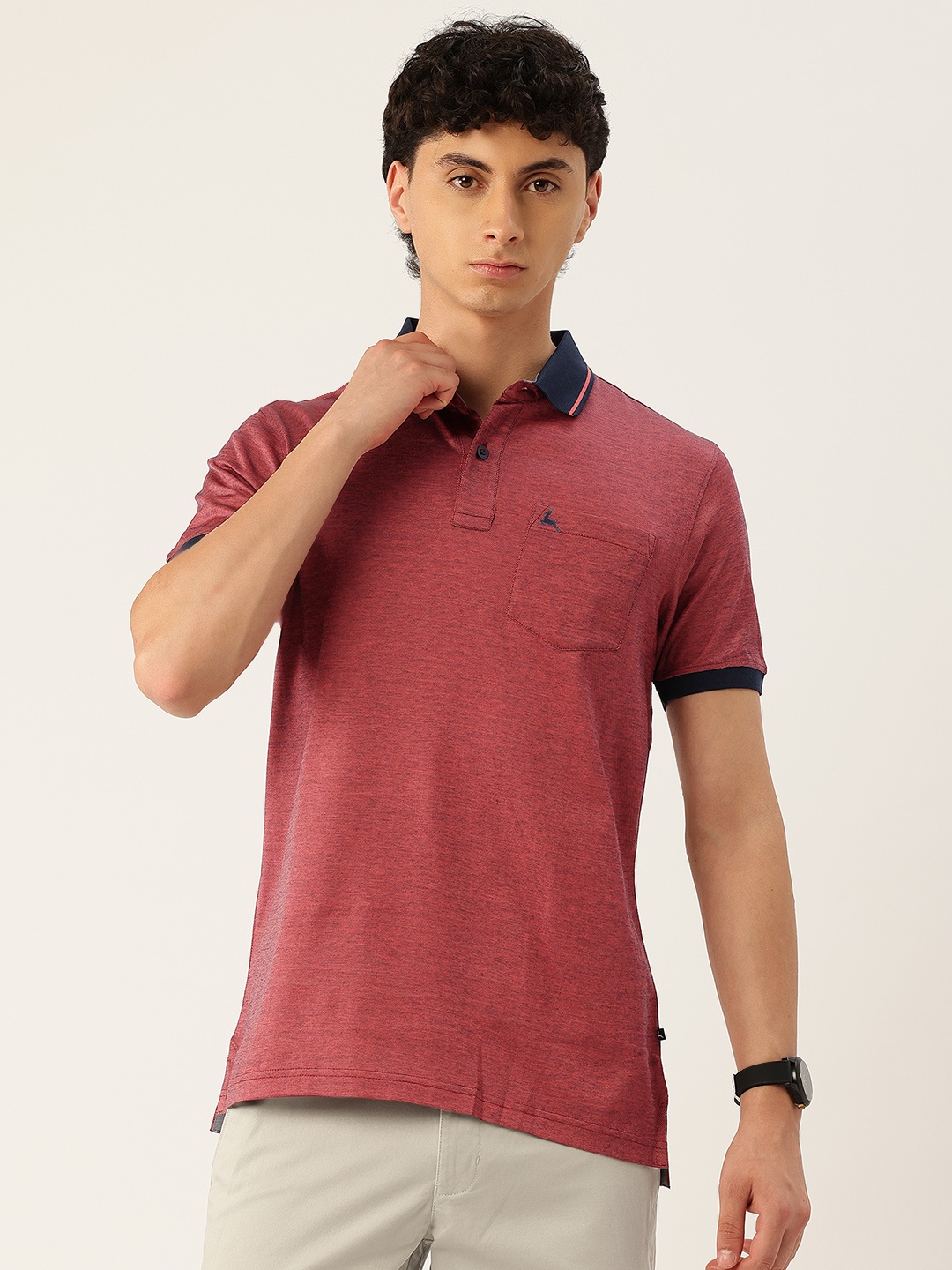 

Parx Pure Cotton Polo Collar T-shirt, Rust
