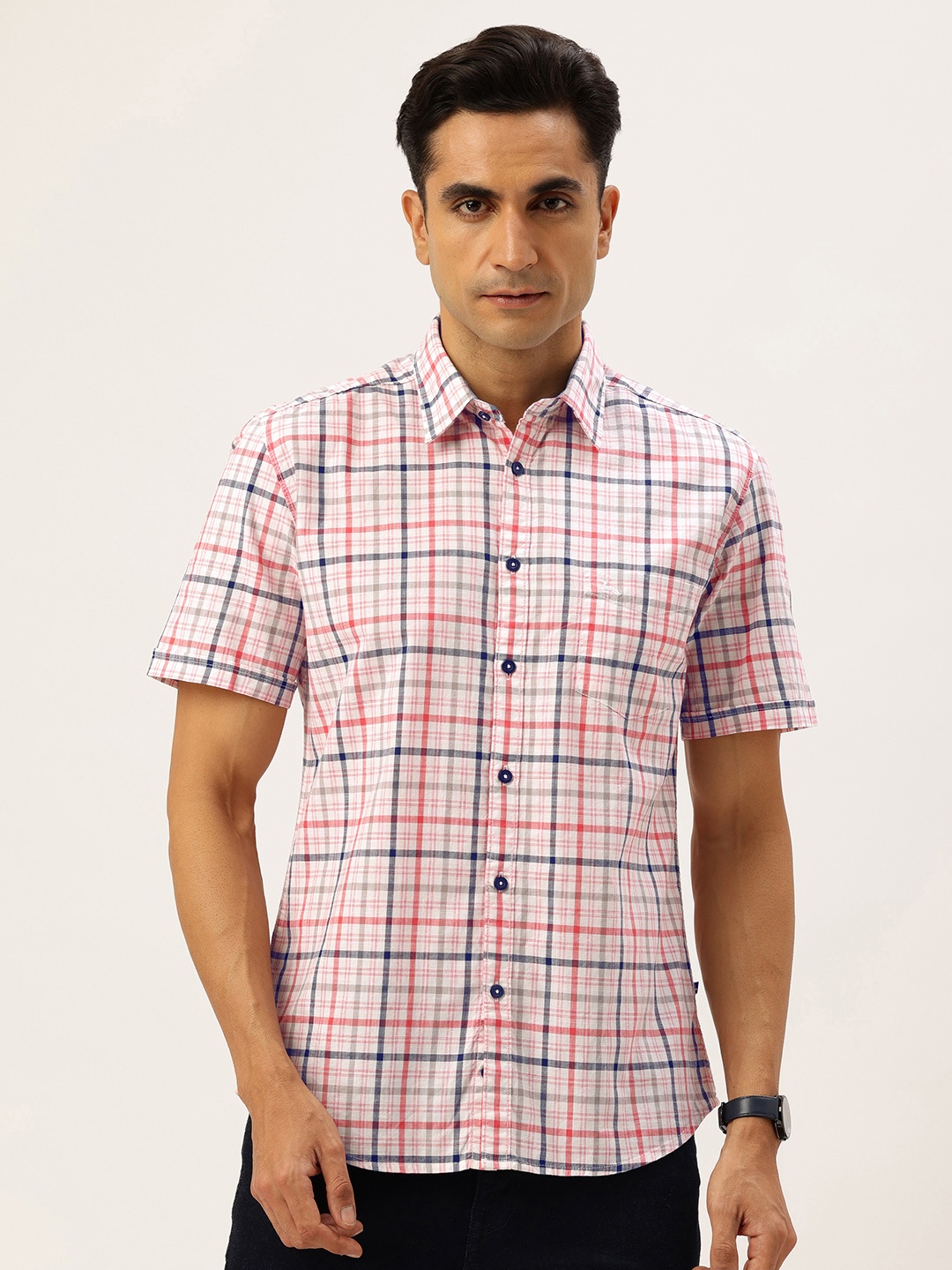 

Parx Slim Fit Checked Pure Cotton Casual Shirt, White