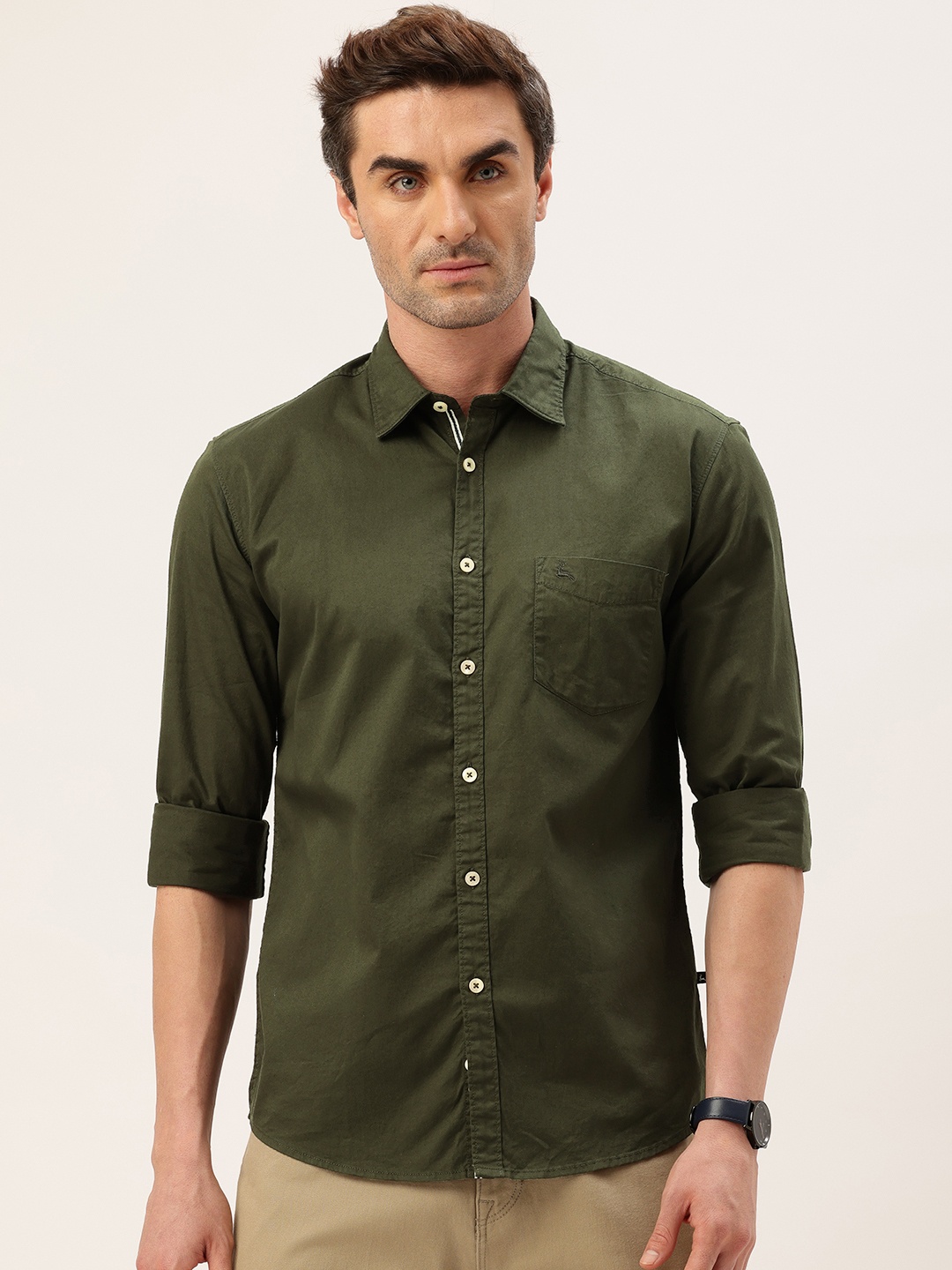 

Parx Slim Fit Casual Shirt, Olive