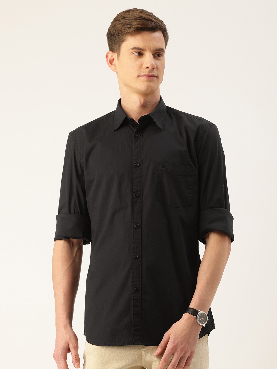 

Parx Slim Fit Cutaway Collar Casual Shirt, Black