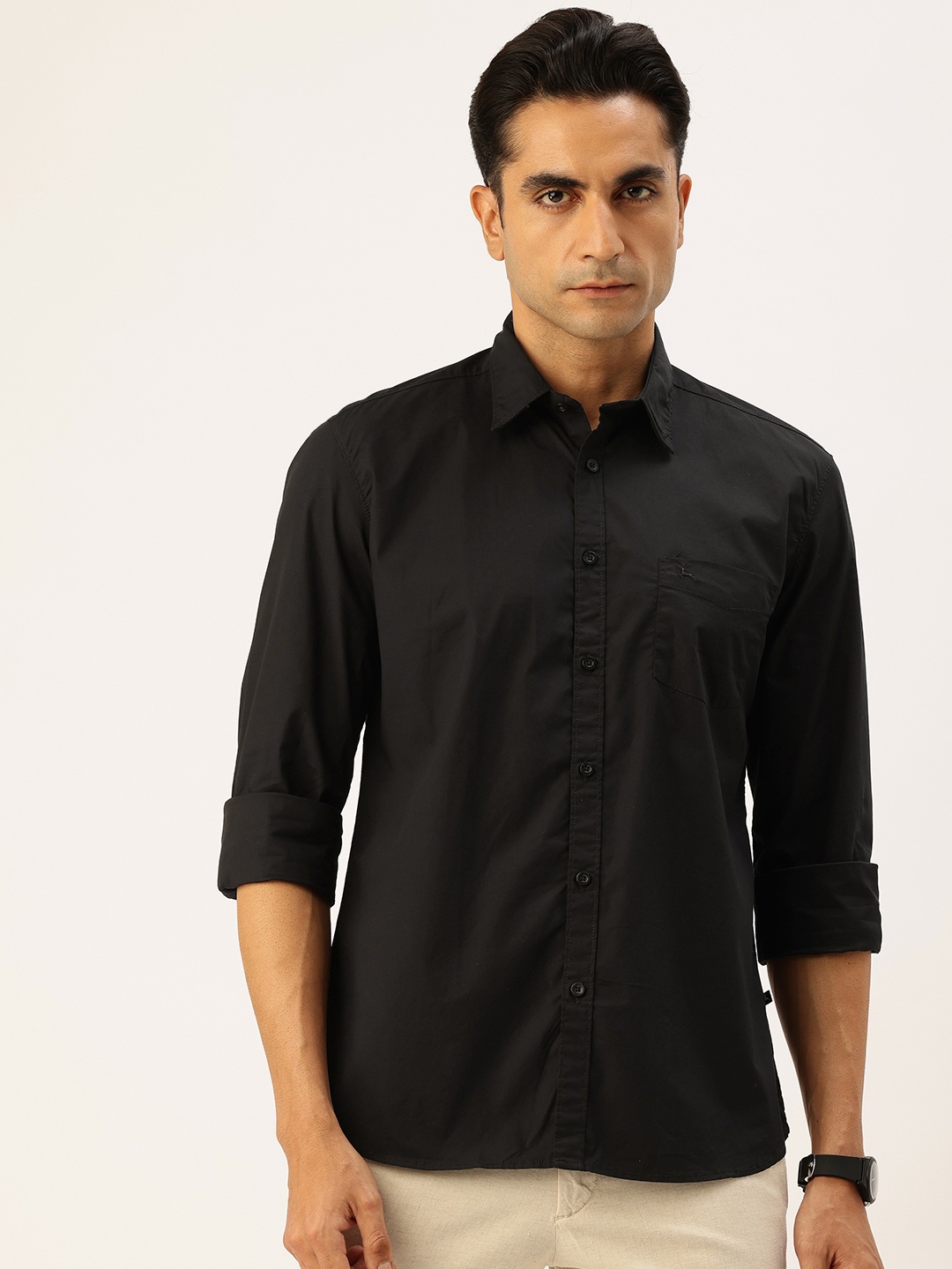 

Parx Slim Fit Cutaway Collar Casual Shirt, Black