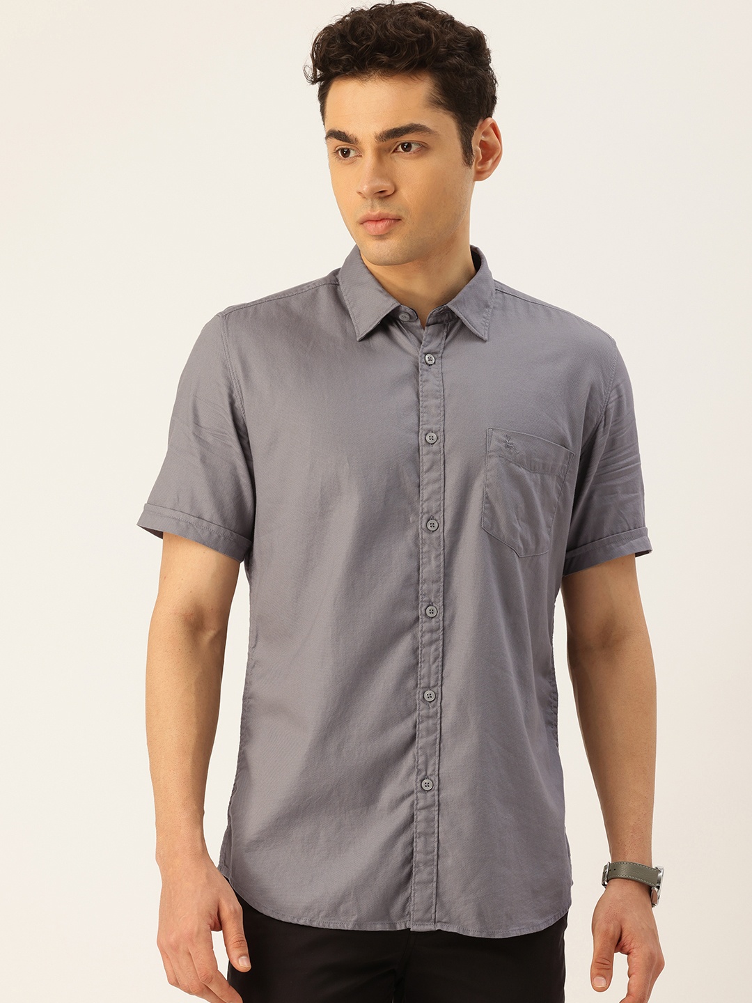 

Parx Slim Fit Pure Cotton Casual Shirt, Grey