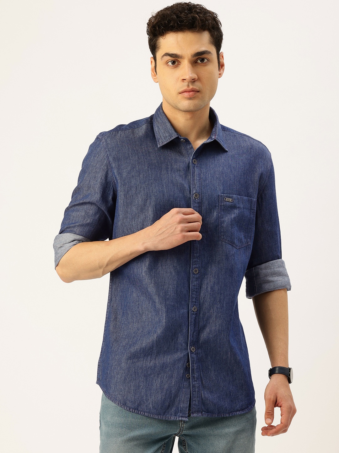 

Parx Slim Fit Pure Cotton Casual Shirt, Blue