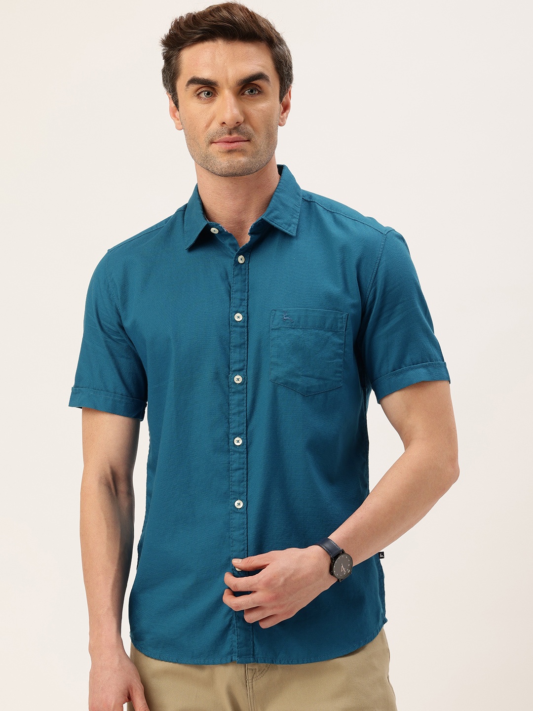 

Parx Slim Fit Pure Cotton Casual Shirt, Blue