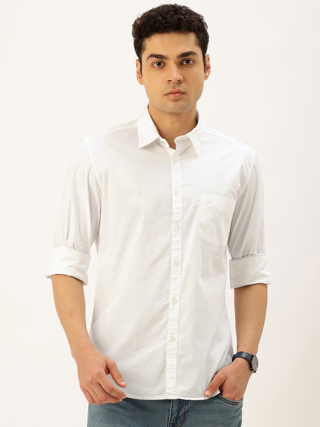 

Parx Slim Fit Cutaway Collar Casual Shirt, White