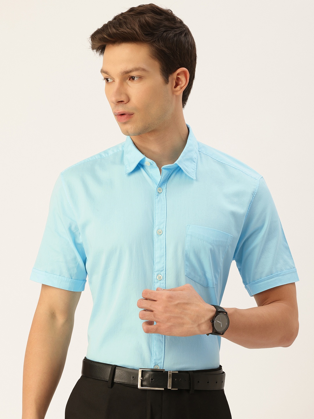 

Parx Men Slim Fit Pure Cotton Formal Shirt, Blue