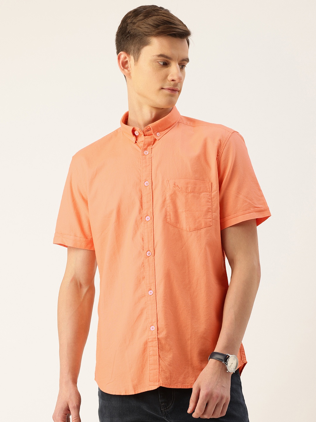 

Parx Pure Cotton Slim Fit Casual Shirt, Orange