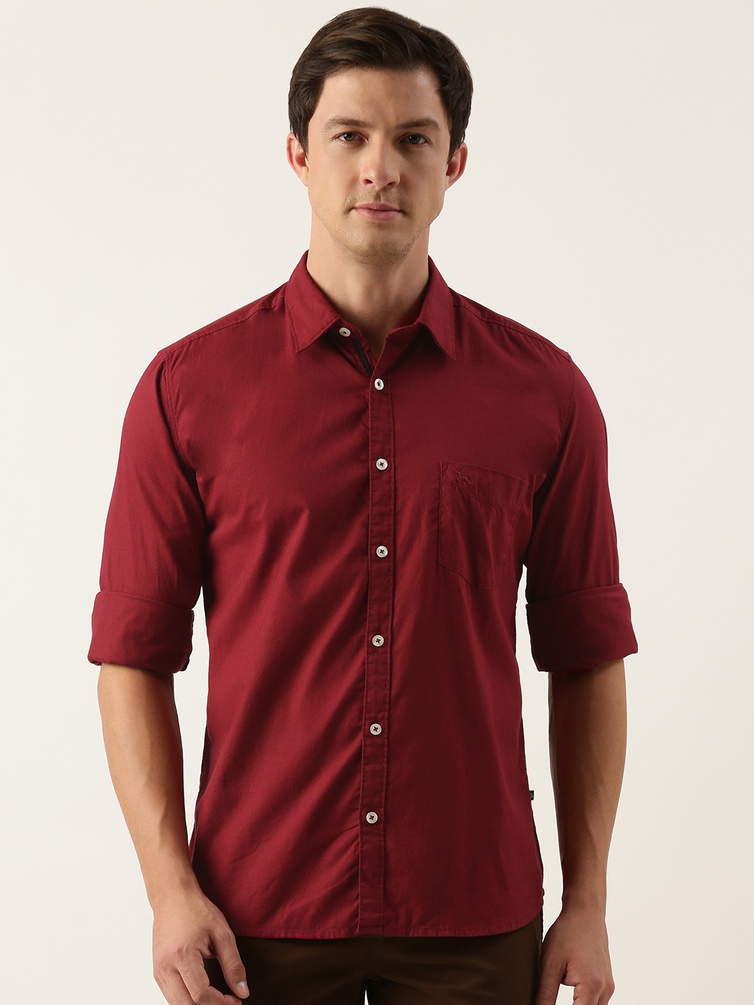 

Parx Slim Fit Pure Cotton Casual Shirt, Maroon