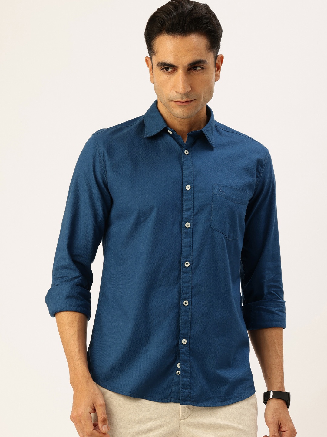 

Parx Slim Fit Pure Cotton Casual Shirt, Blue