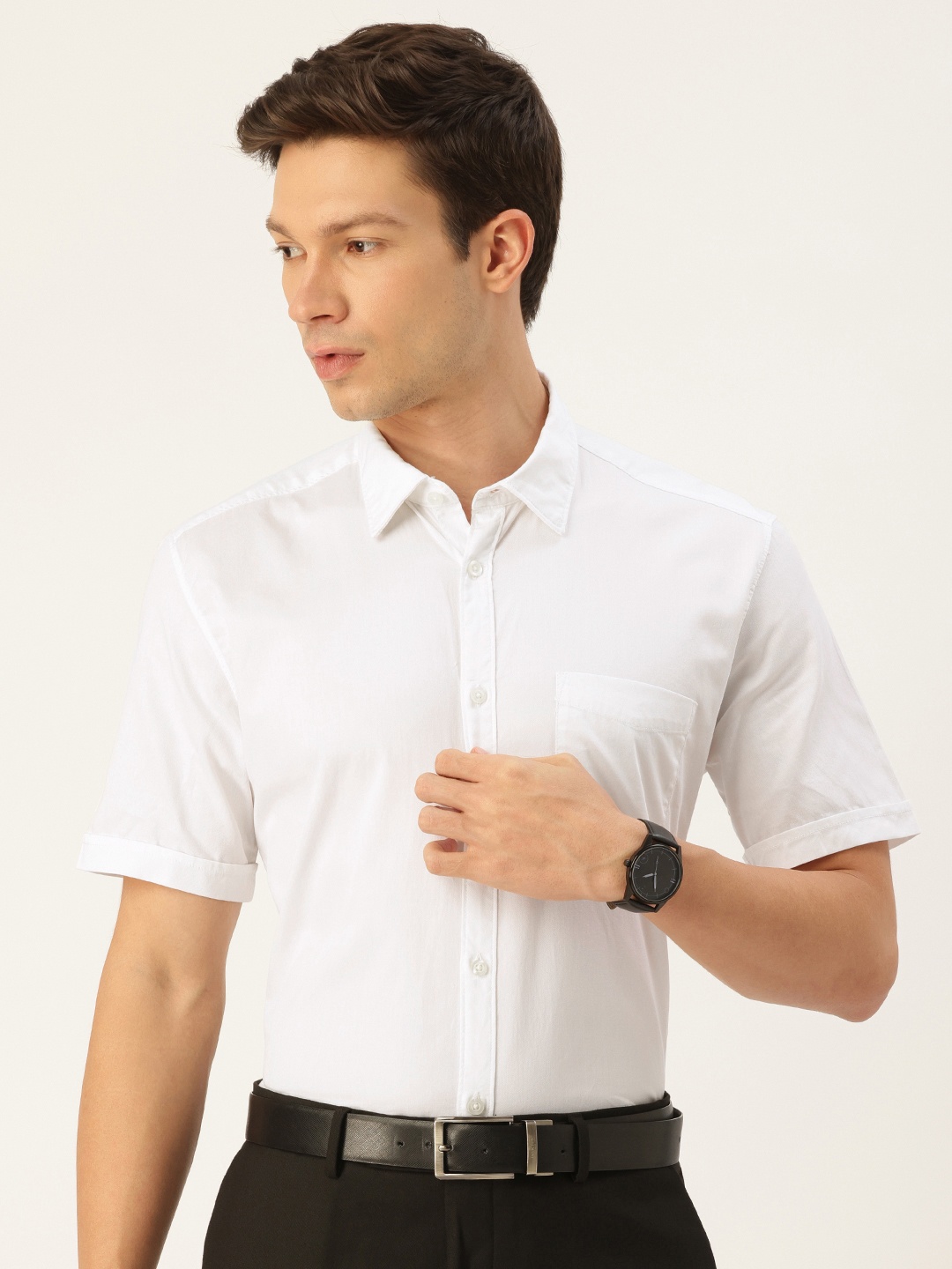 

Parx Pure Cotton Slim Fit Opaque Formal Shirt, White