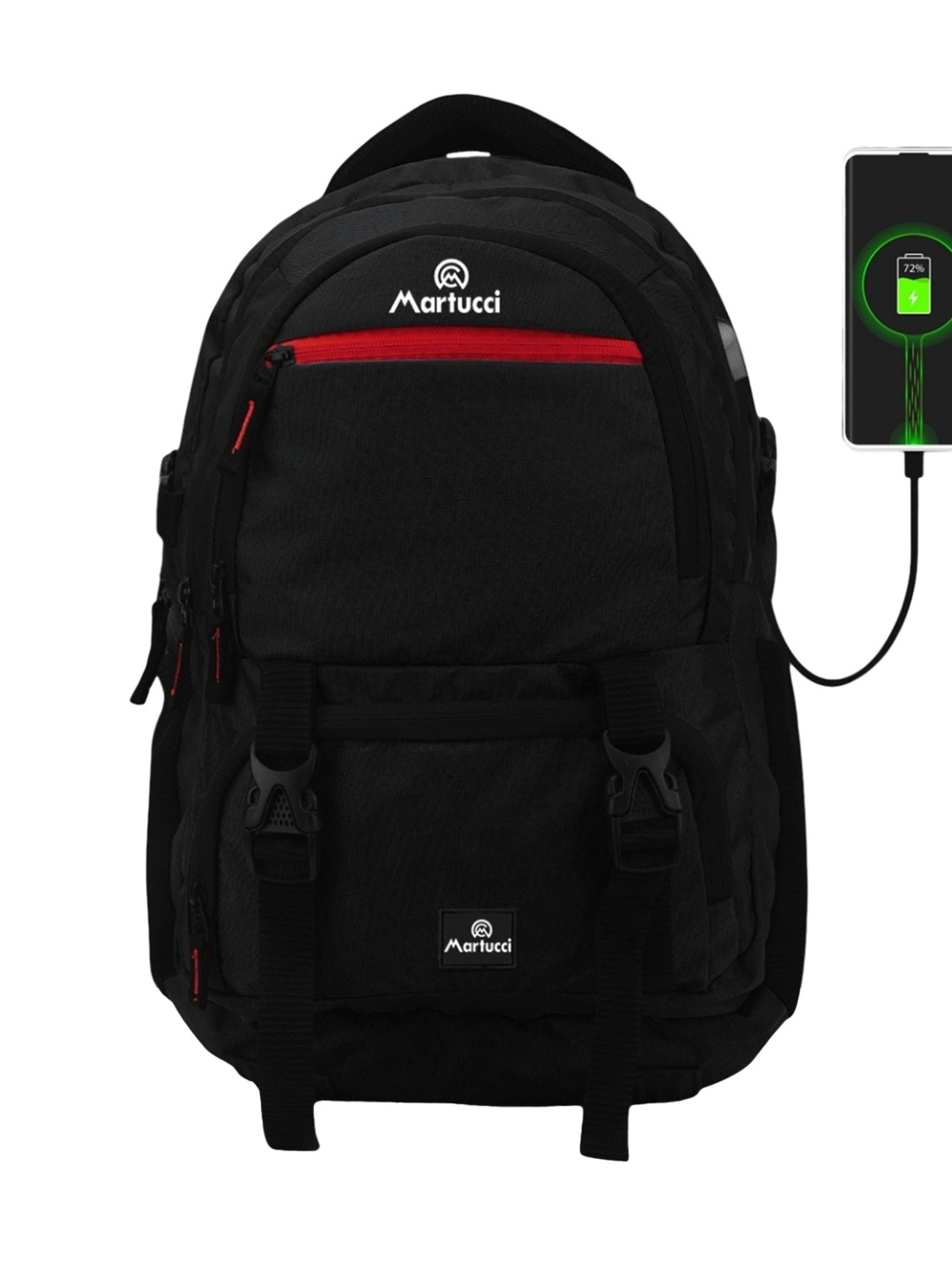 

Martucci Unisex Backpack with Anti-Theft, Black