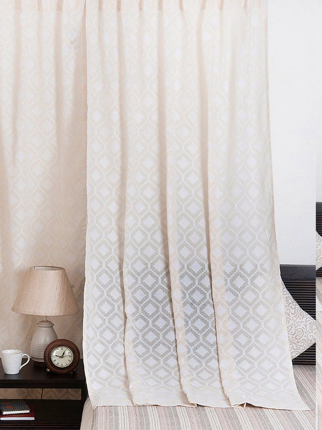 

Fabindia Natural Off White Geometric Cotton Netra Door Curtain