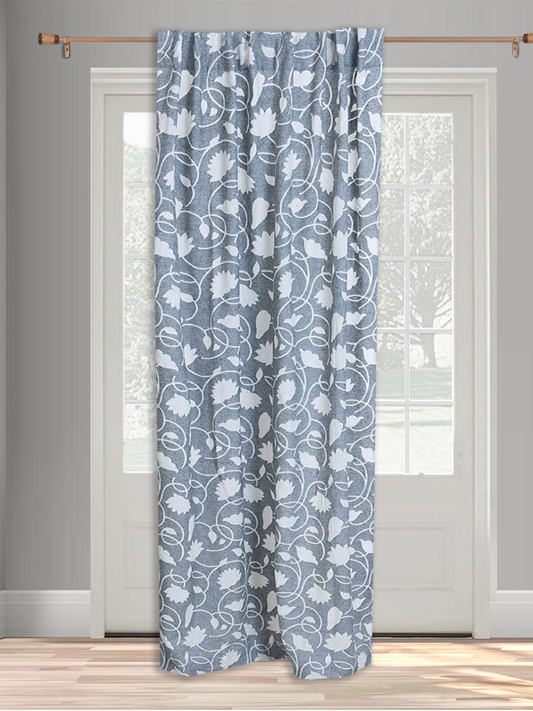 

Fabindia Pankaja Blue & White Floral Cotton Door Curtain