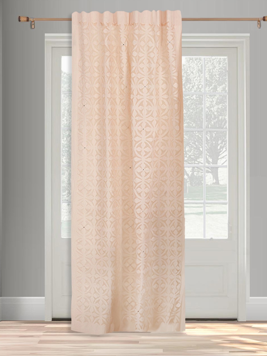 

Fabindia Mehreen Off White & Cream Self Design Cotton Door Curtain
