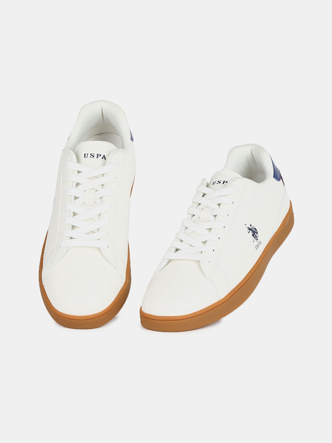 

U.S. Polo Assn. Men Lace Up PU Sneakers, Off white