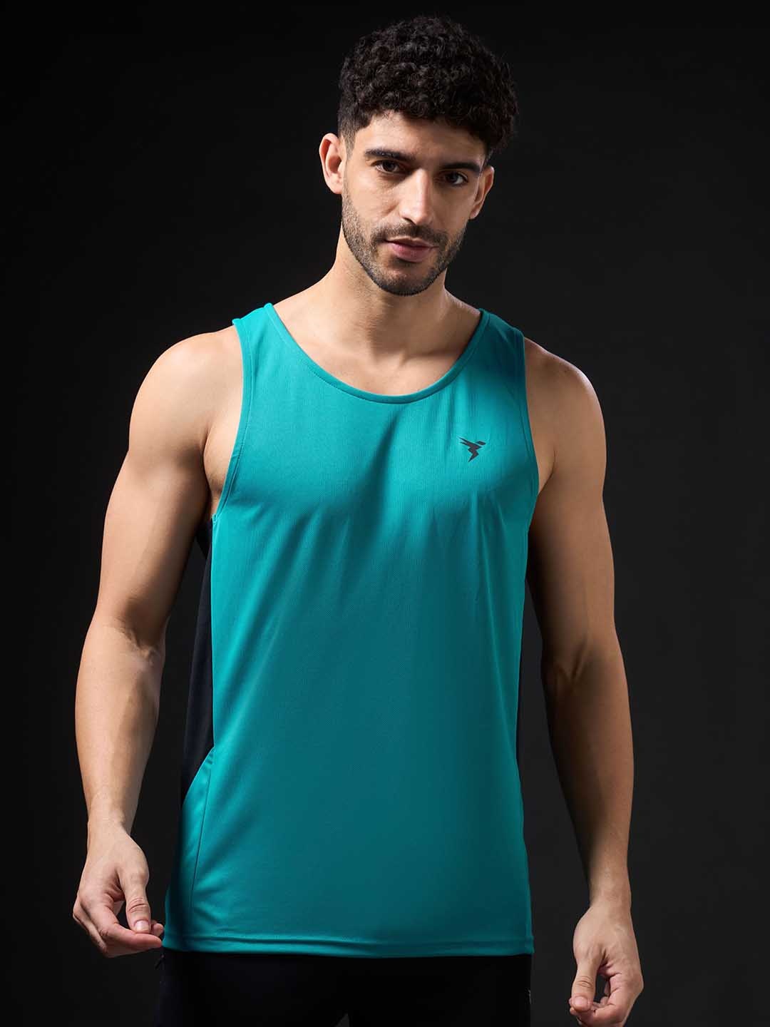

Technosport Men Slim-Fit Innerwear Gym Vest, Turquoise blue