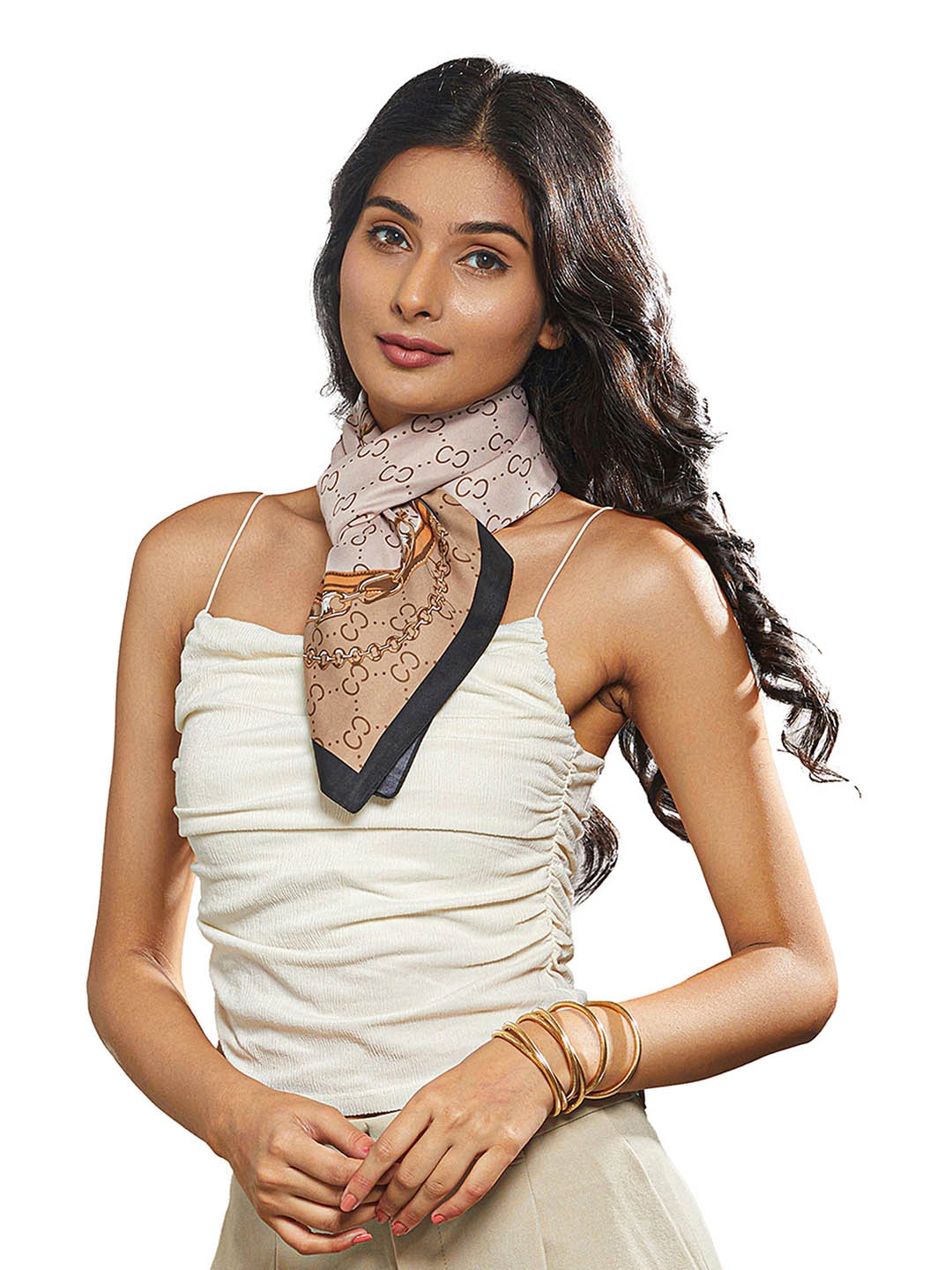 

CrossKulture Women Printed Scarf, Beige