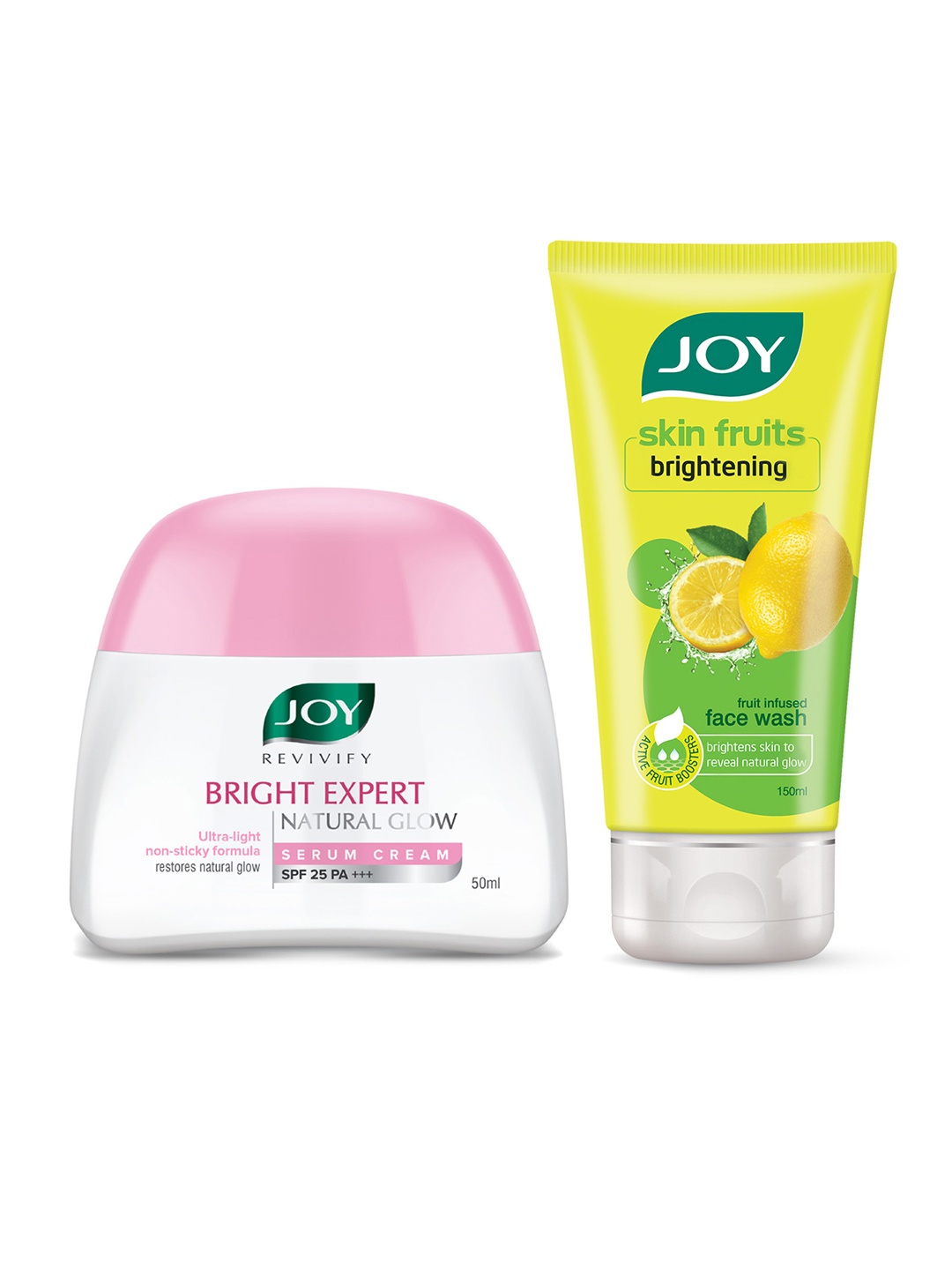 

JOY Set of Skin Fruits Brightening Face Wash 150ml & White Expert Serum Cream SPF25 50g, Pink