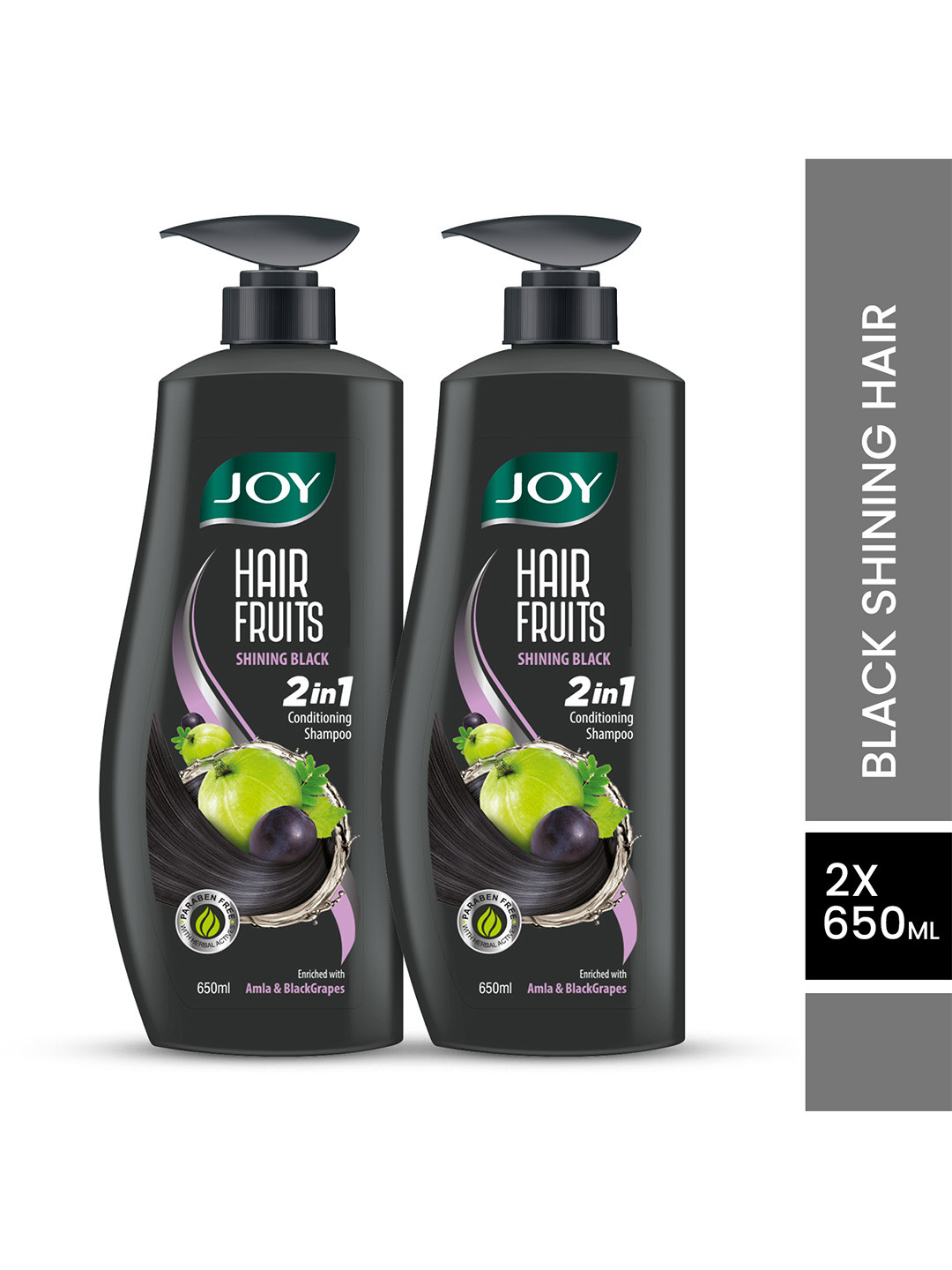 

JOY 2Pcs Hair Fruits Shining Black Conditioning Shampoo - 650ml each
