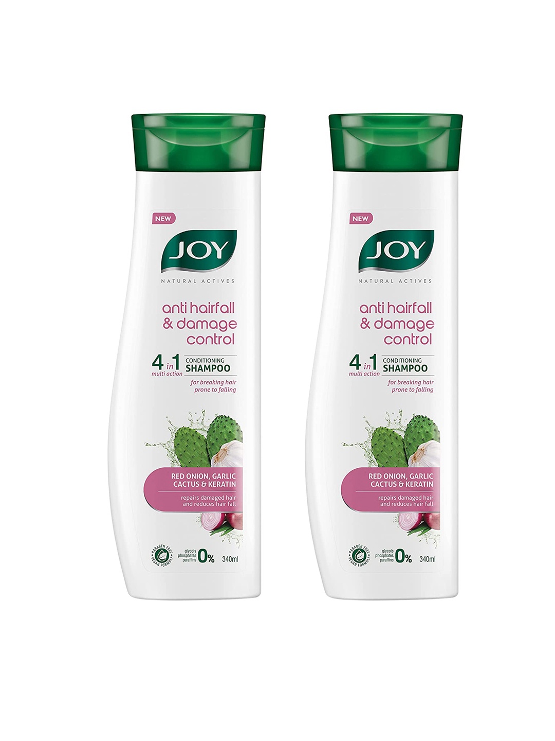 

JOY 2PCs Onion Shampoo for Hair Fall Control & Damage Repair - 340ml each, White