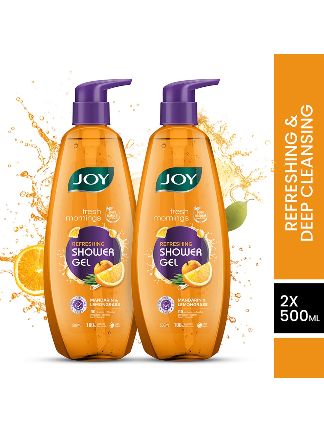 

JOY Mandarin & Lemongrass Shower Gel Body Wash With Vitamin C - 500ml each, Orange