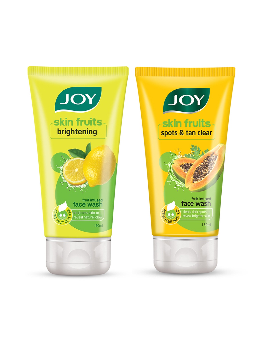 

JOY Skin Fruits Face Wash Combo - Spots & Tan Clear + Brightening - 150ml each, Yellow