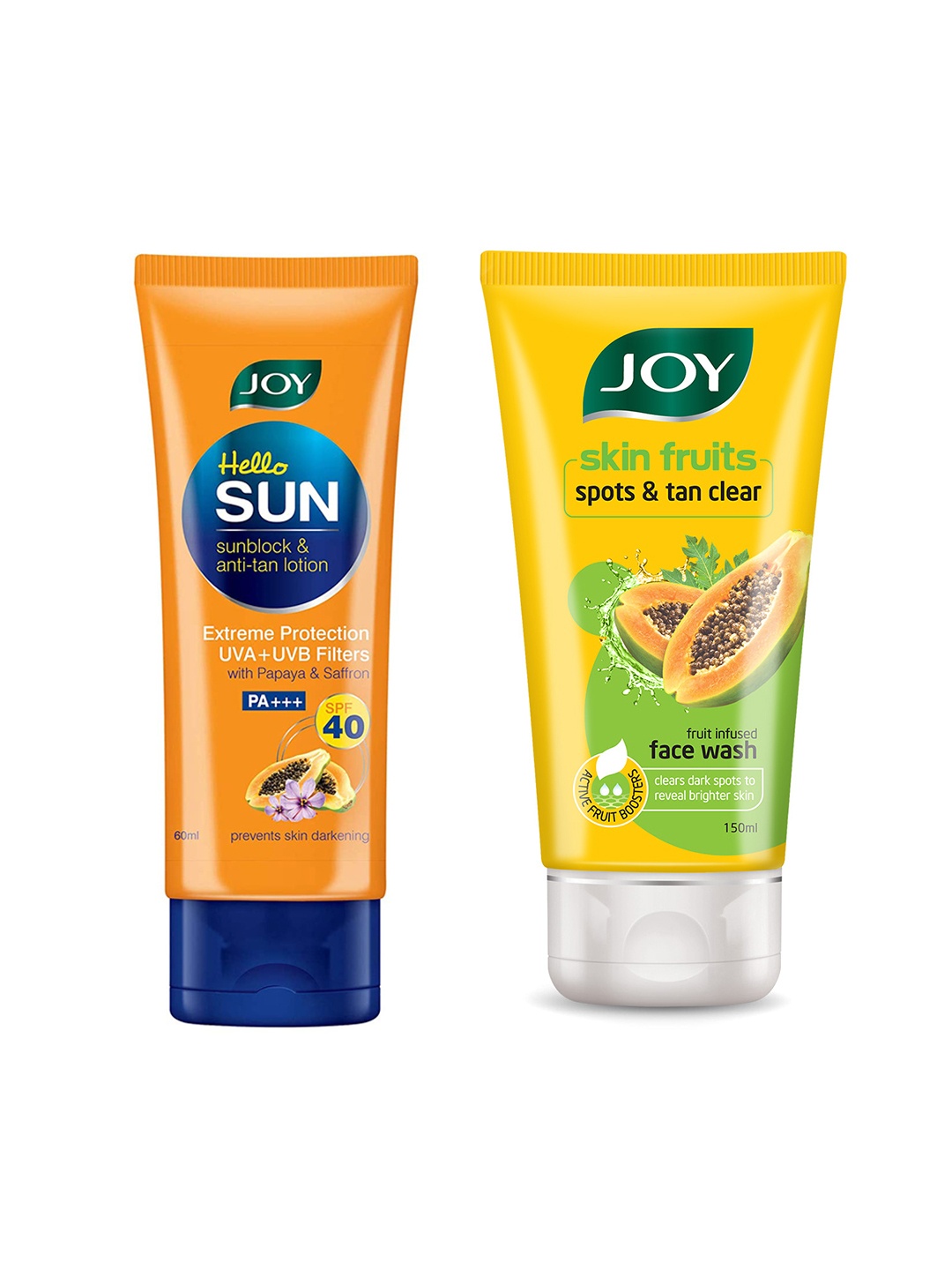 

JOY Set of Spots & Tan Clear Face Wash 150ml & Sunblock SPF40 PA+++ Sunscreen 60ml, Mustard