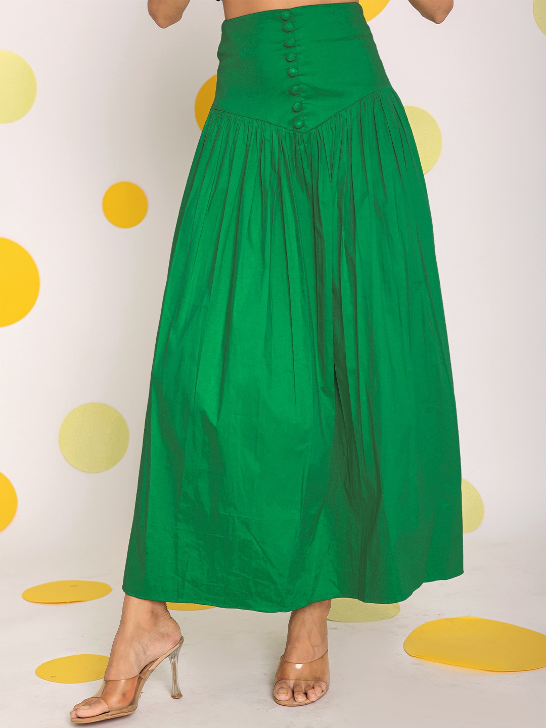 

KAORI BY SHREYA AGARWAL High Rise Maxi Flared Skirts, Green