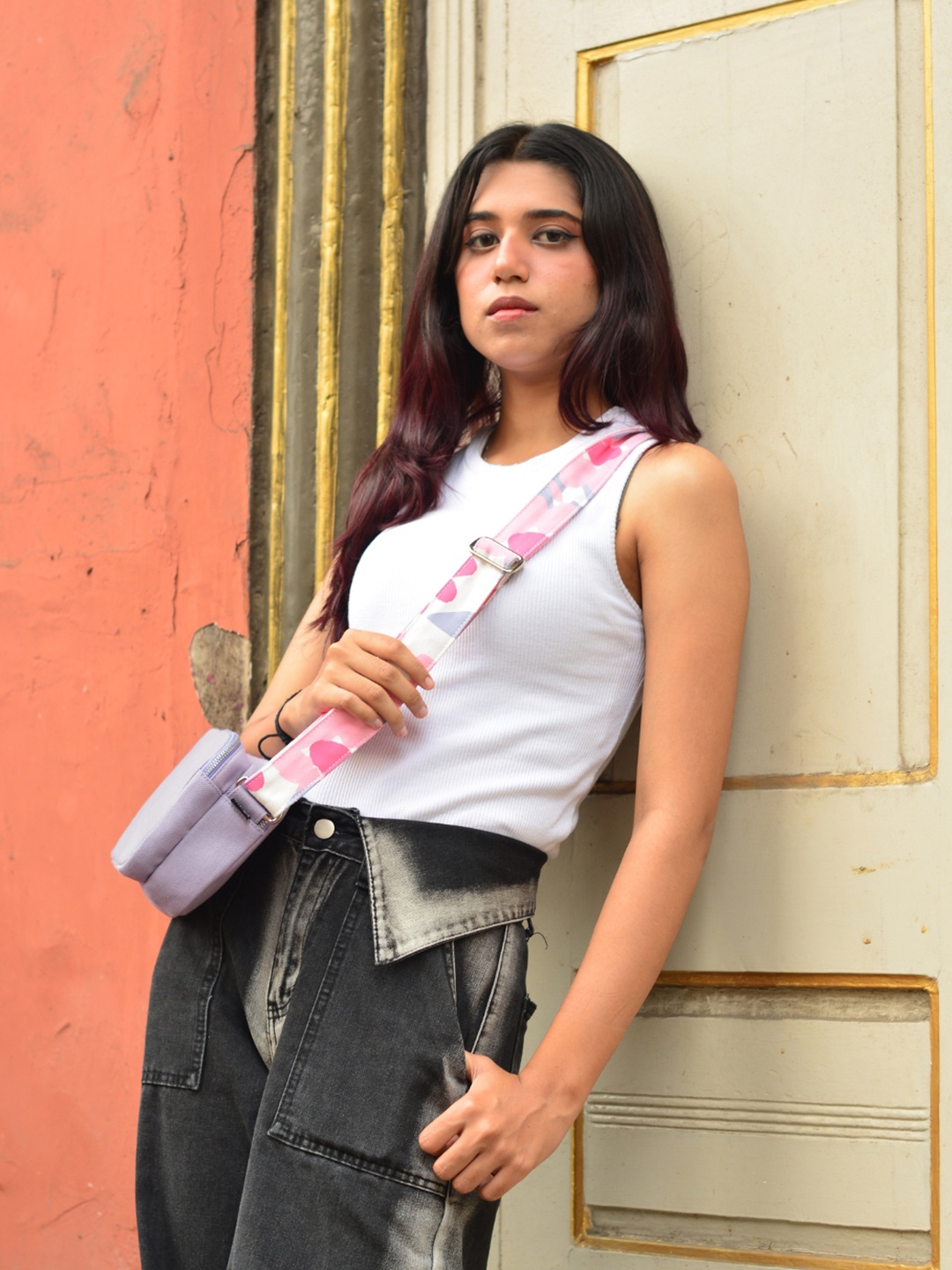 

EcoRight Printed Structured Sling Bag, Lavender