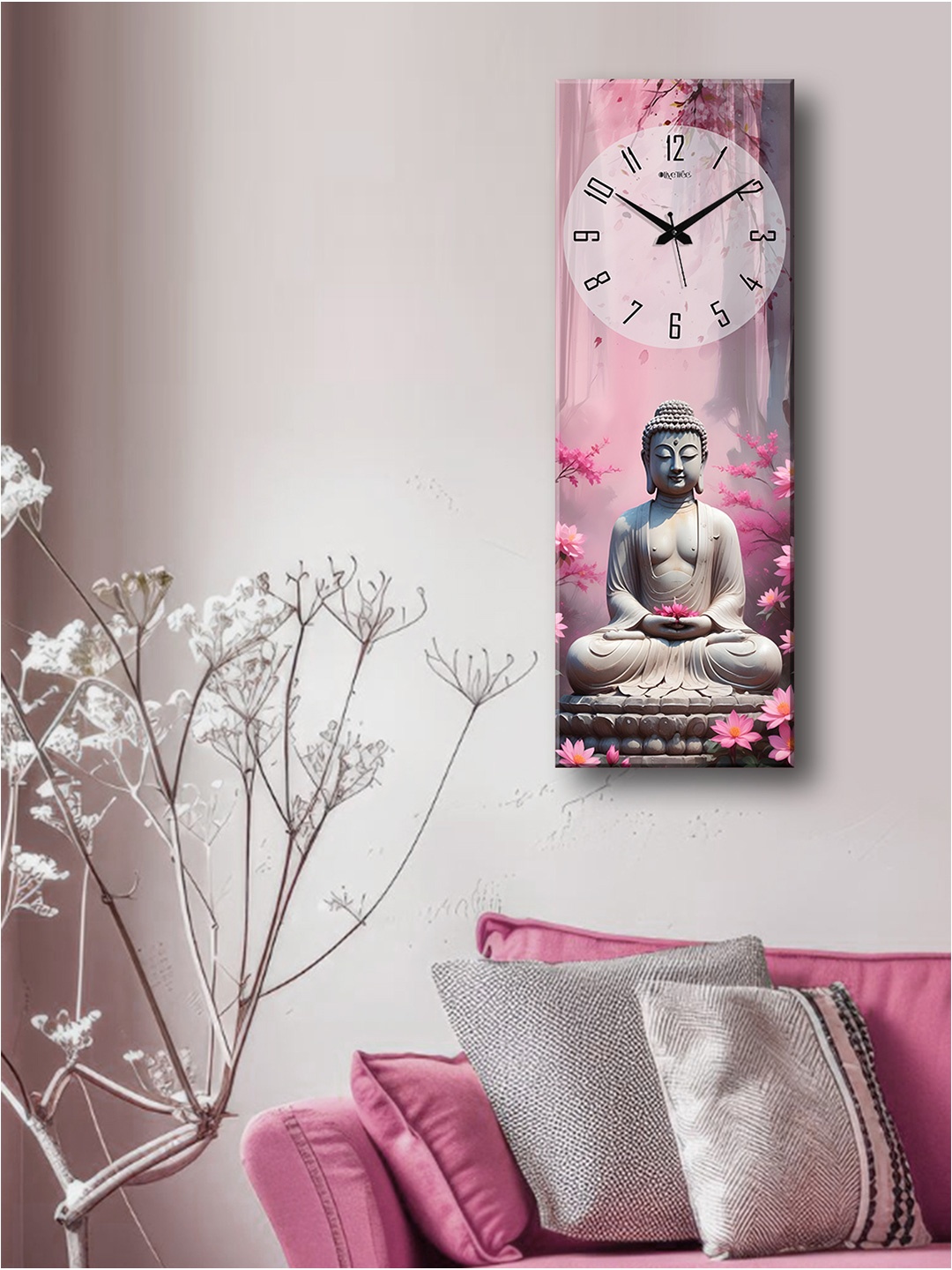 

OLIVE TREE Pink & Grey Printed Wooden Traditional Analogue Wall Clock