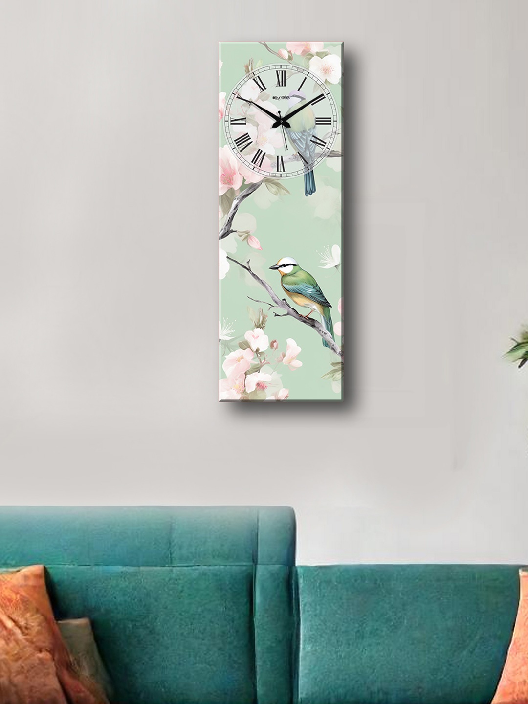 

OLIVE TREE Green & Pink Printed Contemporary Wooden Rectangle Analogue Wall Clock